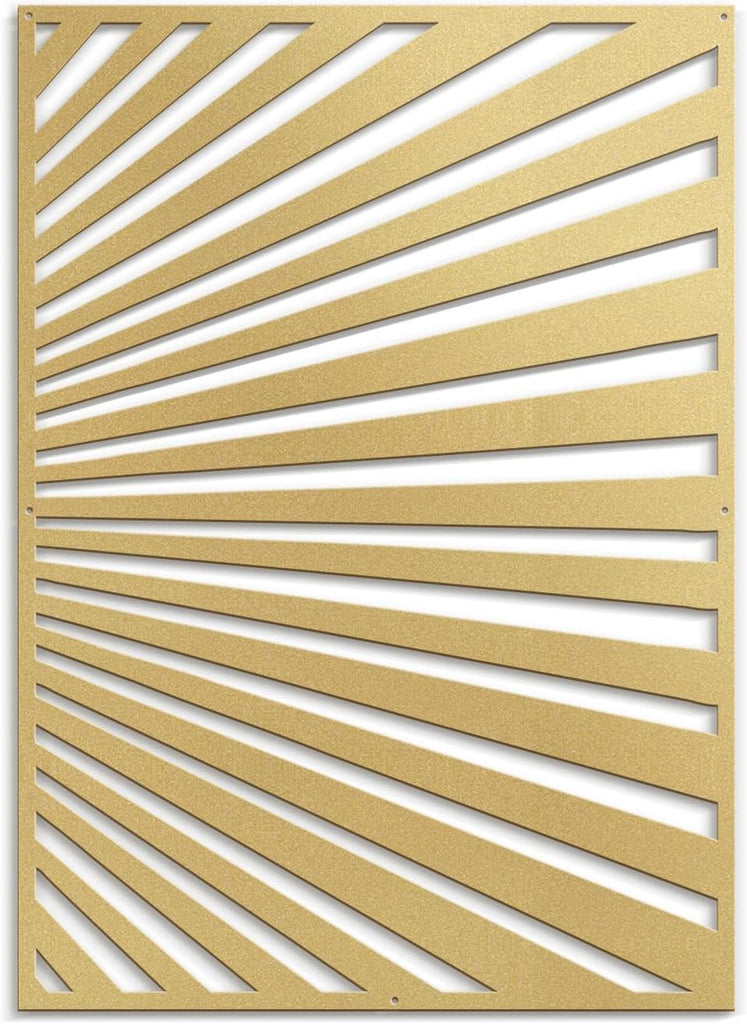 Metal Wall Art Decor Gold Stripe Pattern Minimalist Modern Abstract Wall Sculpture Hangings Home Decoration - 18" Gold