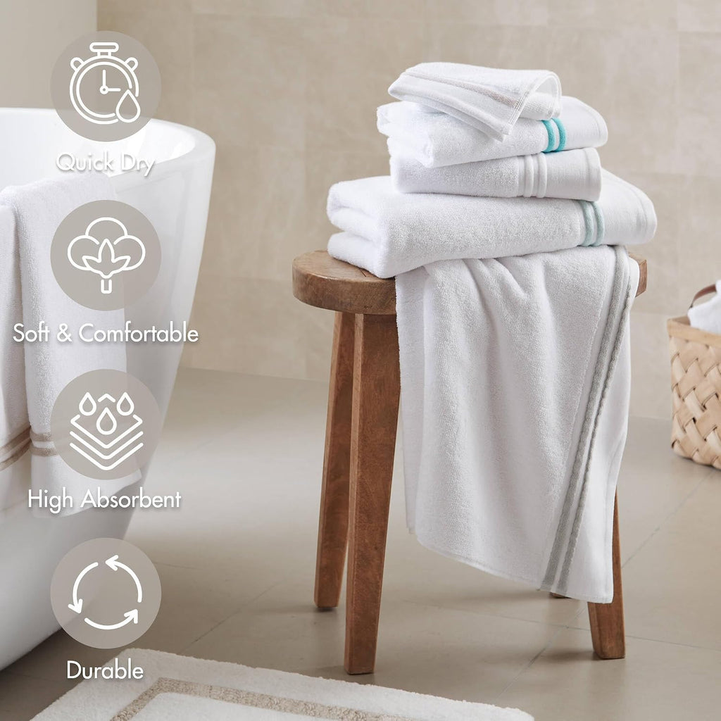 Park 6 Piece Bath Towel Set 600 GSM, 100% Cotton Terry, Highly Absorbent Quick Dry Bathroom Towels with Hotel Style