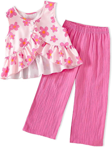 Toddler Girl Clothes Baby Girl Clothing Summer Outfit Little Matching Sleeveless Top Long Pants Set 2Pcs
