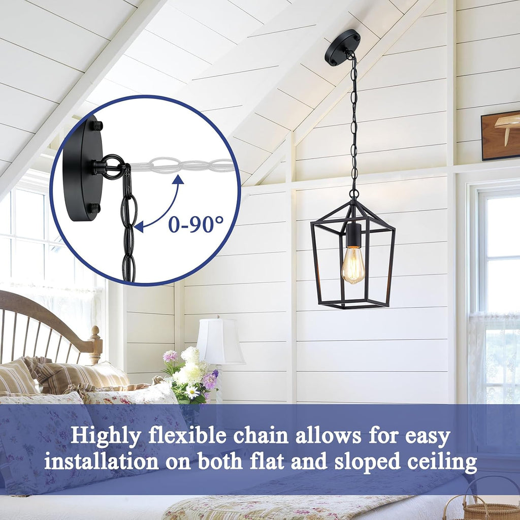 2-Pack Farmhouse Pendant Lights Kitchen Island, Black Pendant Light Fixtures Hanging Lamp for Dining Room, Modern