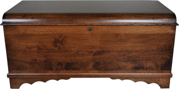 Cedar Hope Chest with Waterfall Top, Amish Made Wooden Storage Trunk Box , Blanket, Clothes, Anti-Slam Hinges and