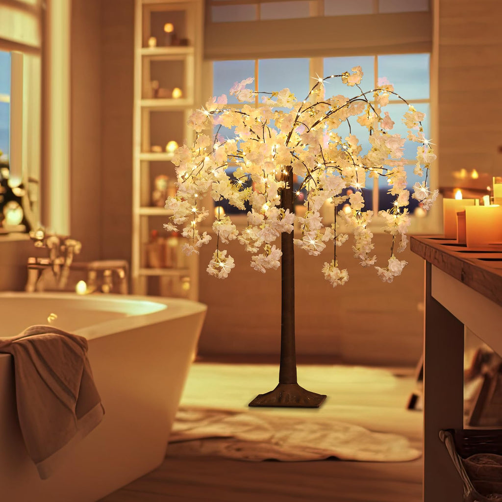 Lighted Cherry Blossom Tree LED Artificial Trees, Warm White
