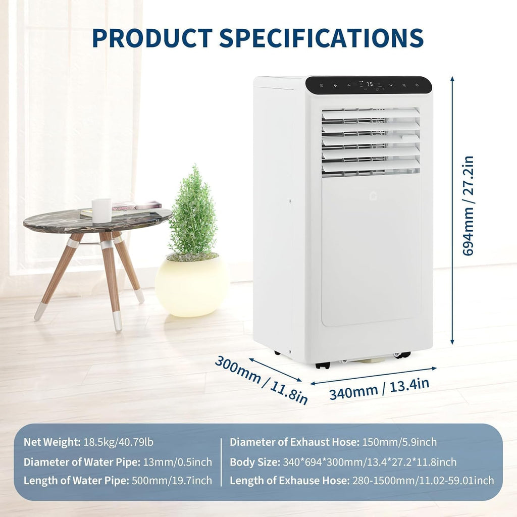 8,000 BTU Portable Air Conditioners, Portable AC Unit, Remote & Auto Evaporation, 4-in-1 Cooling Unit, Floor AC