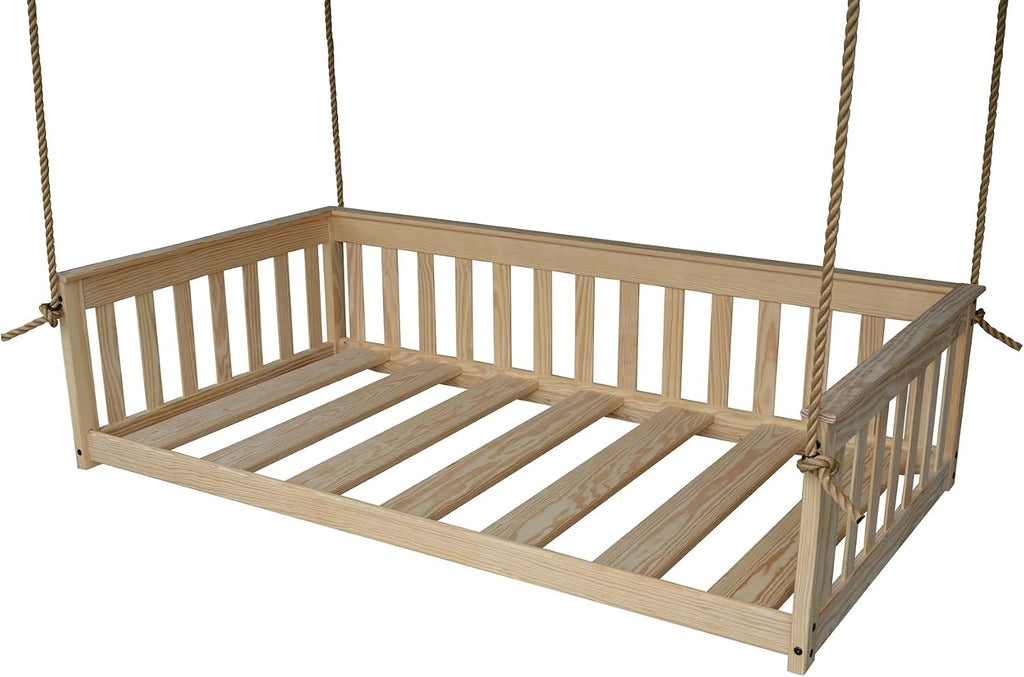VersaLoft Amish-Made Pine Twin Mission Swingbed with Rope, Unfinished