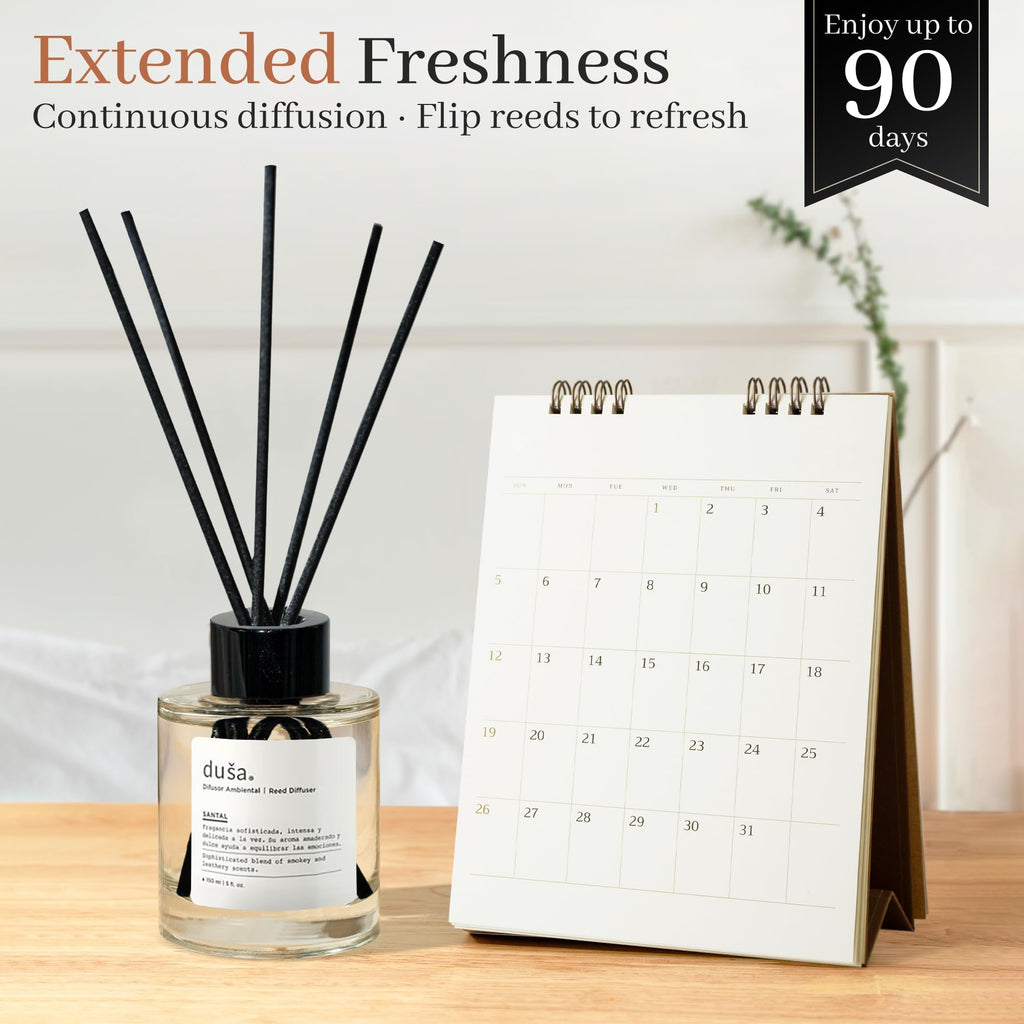 Lemongrass Reed Diffuser & Sticks - 5 Fl Oz Essential Home Fragrance & Living Spaces - Stylish & Long-Lasting Room