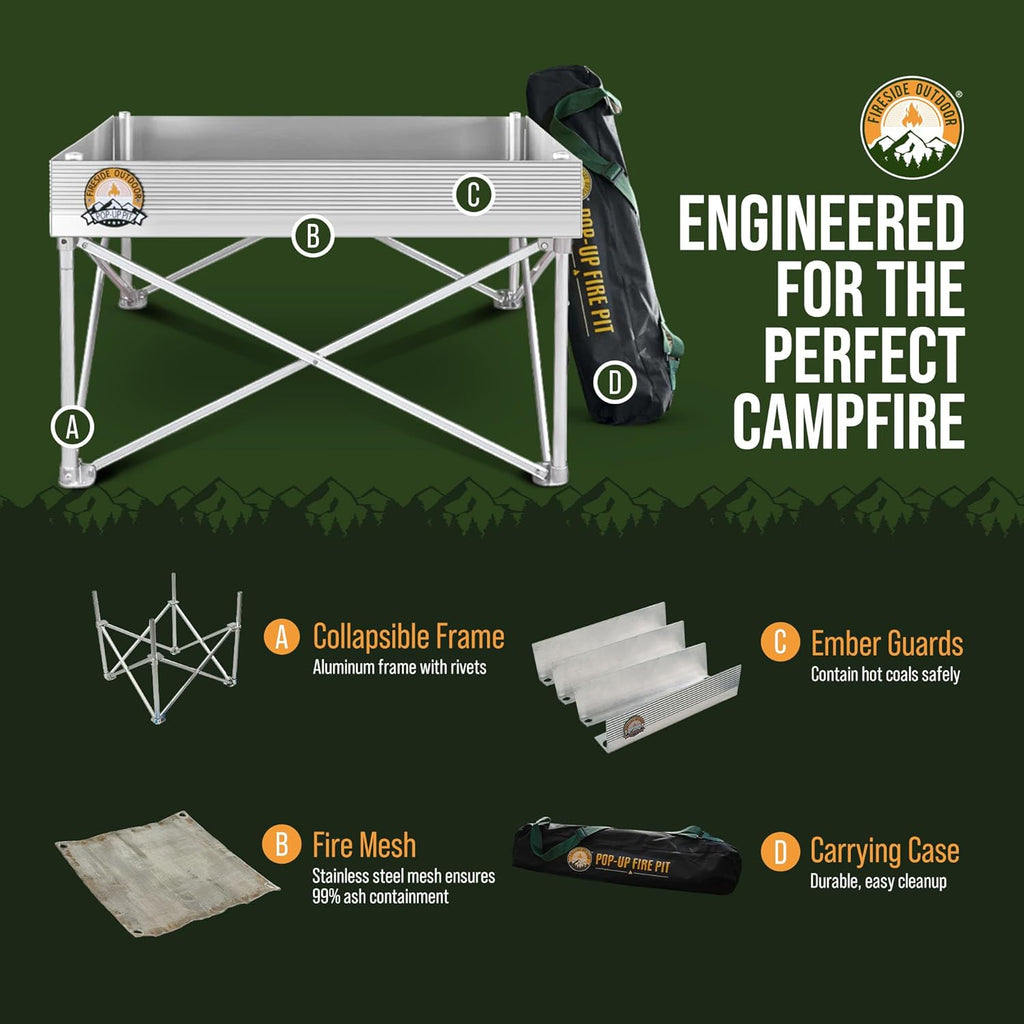 Fireside Outdoor Portable Fire Pit for Camping Fire Pit 24 Inch
