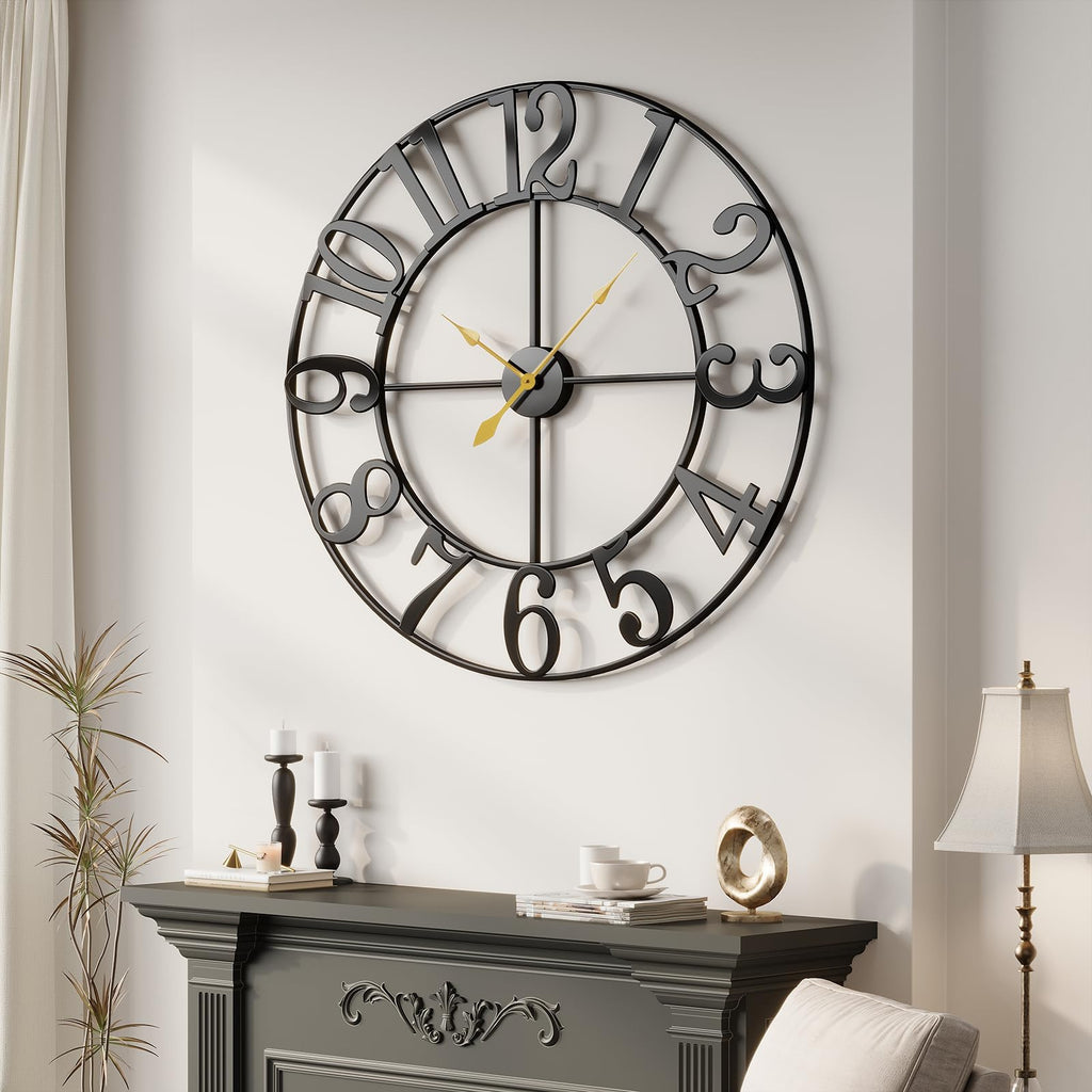 Extra Large Wall Clock 40 Inch Black Metal Clock