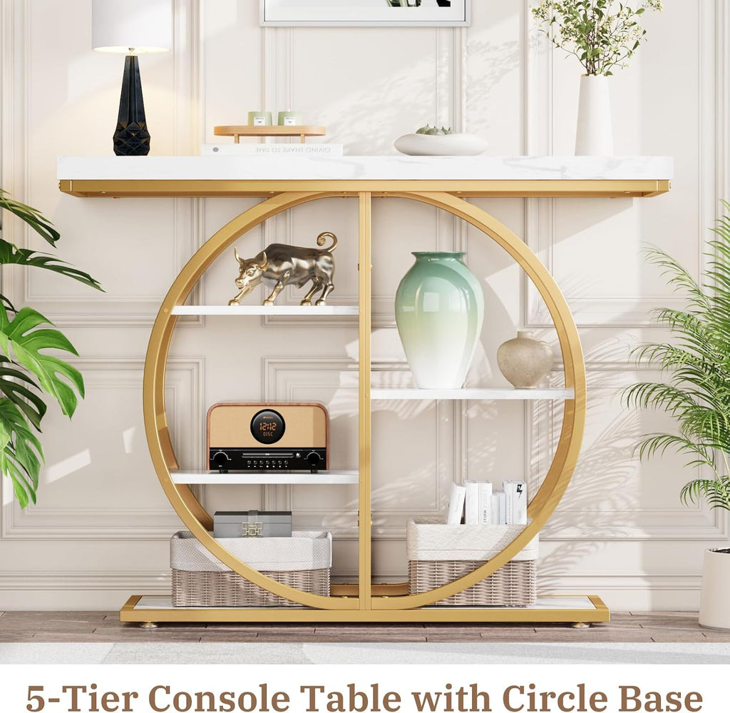 41.3" Console Table , Industrial Hallway Sofa Table with Storage Shelves, Narrow Accent Decor Living Room Furniture