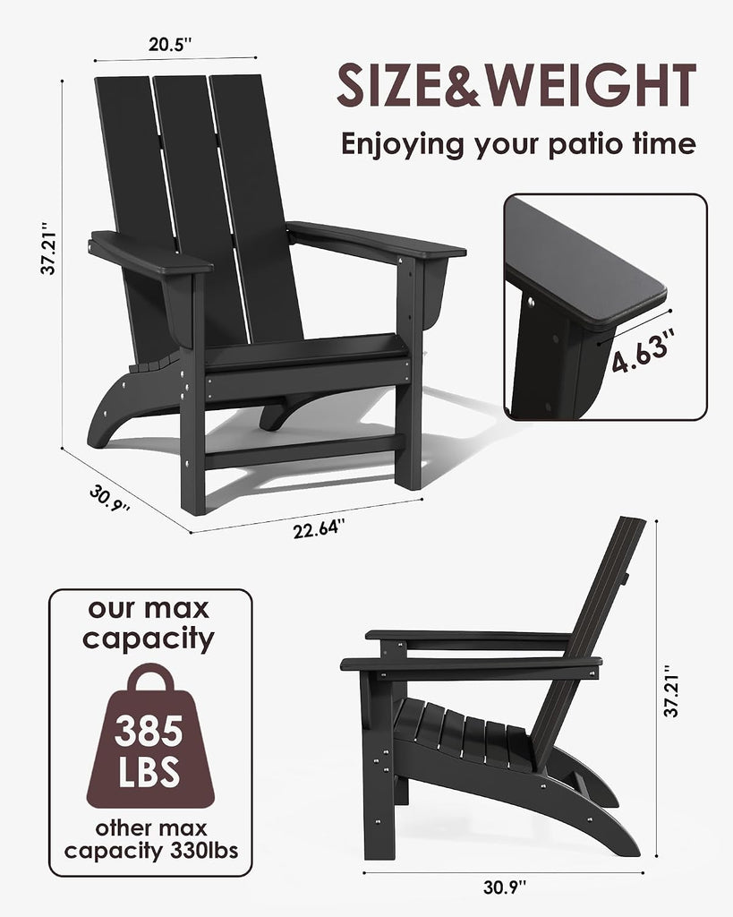 Poly Lumber Adirondack Chair, All-Weather Resistant Outdoor Patio Chairs, Look Like Wood, Pre-Assembled Outdoor Fire