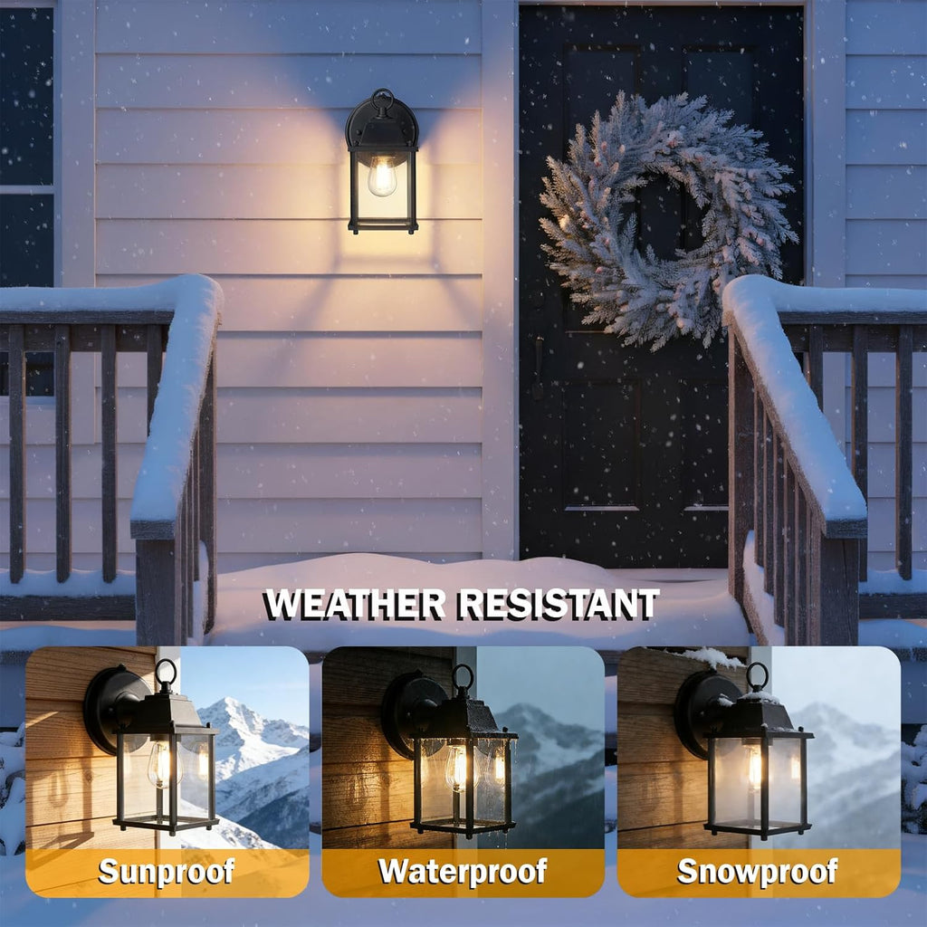 Dusk to Dawn Outdoor Wall Lantern, Wall Sconce Waterproof Porch Lighting Fixture, E26 Base