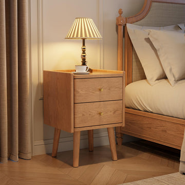 Solid Wood Nightstand, 23.6" H Mid Century Modern Nightstand