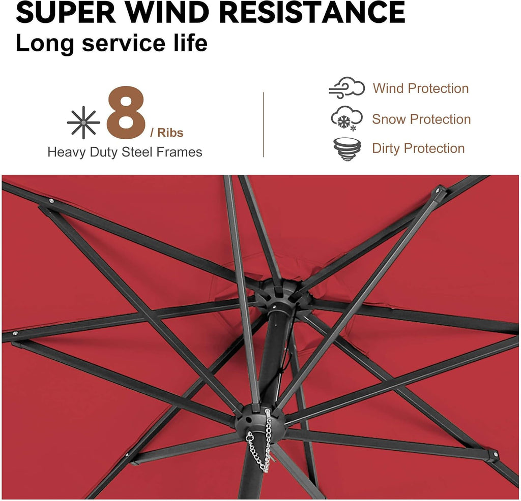 10ft Outdoor Patio Umbrella - Table Umbrella Waterproof UV Protection, Sombrillas de Patio with Push Button Tilt