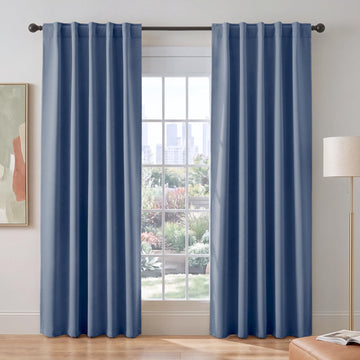Blackout Curtains 84 inch Length 2 Panels Set, Thermal Insulated Back Tab Room Darkening Window Drapes, Light