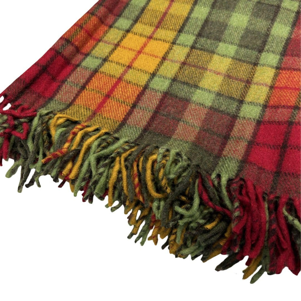 Tartan Fall Plaid Wool Blanket - Scottish Winter Throw (Buchanan Autumn)