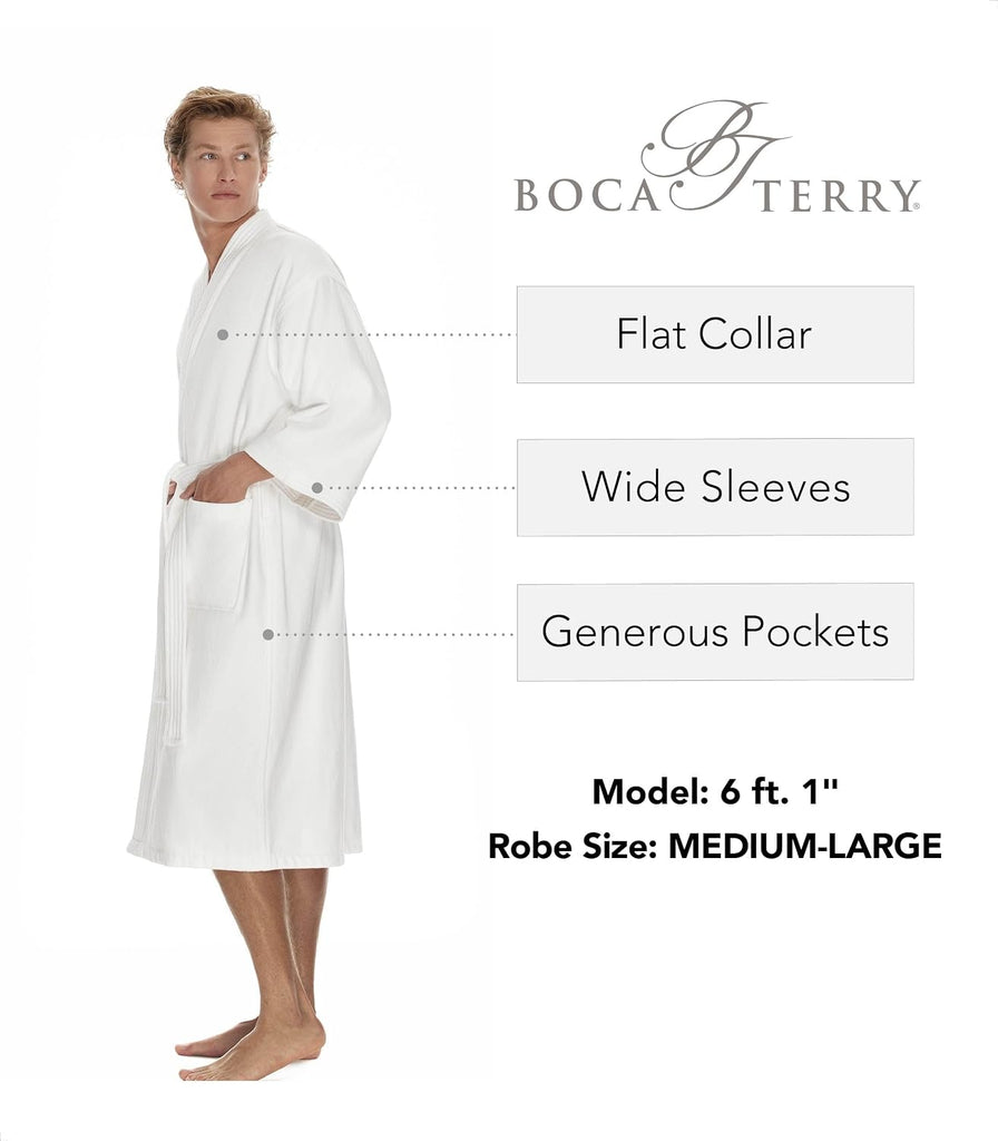 Terry Men's Terry Cloth Bathrobe, 100% Cotton White Hotel Spa Robe | Plush, absorbent towel robe