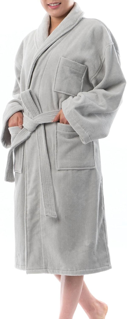 Blair Womens Cotton Terry Cloth Bathrobe Shawl Collar Velour Spa Robe