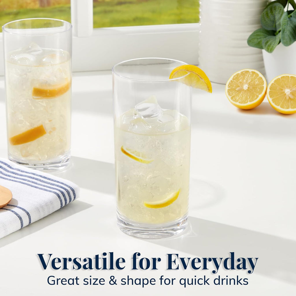 Classic Clear Plastic Reusable Drinking Glasses (Set of 6) 16oz Water Cups | BPA-Free Tumblers, Made in USA |