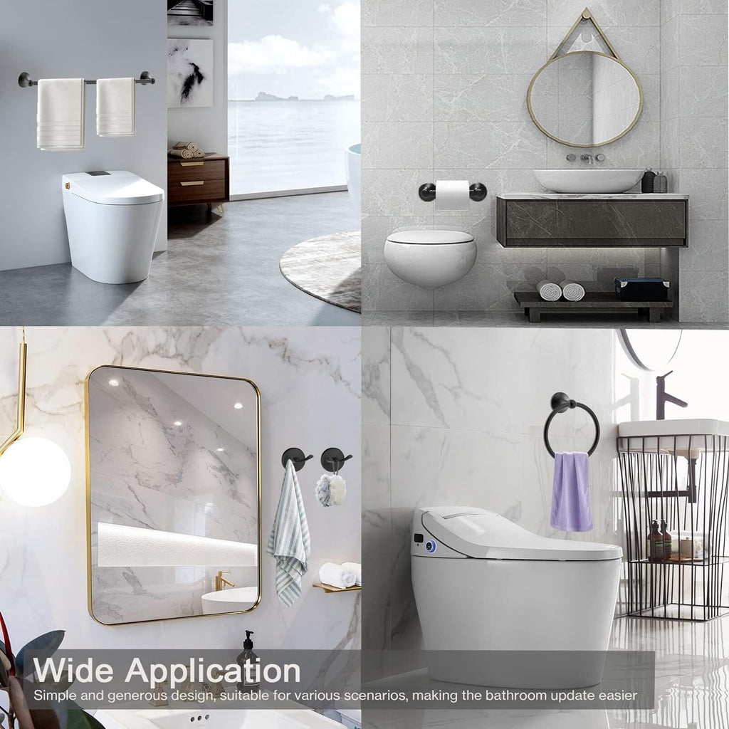 8-Pieces 24 Inch Matte Black Bathroom Hardware Set