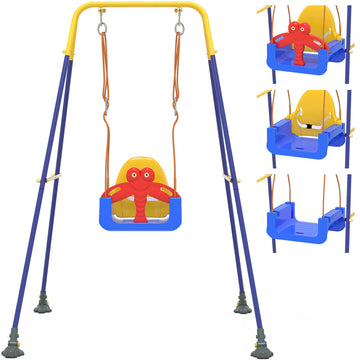 3-in-1 Toddler Swing Set, Baby Swing with Safety Belt, Indoor/Outdoor, Easy to Assemble Kids Swing Seat with Sturdy