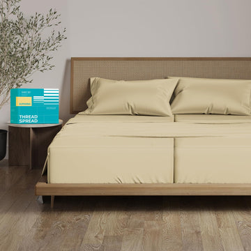 800 Series Egyptian Cotton Split King Sheets Set, Sand