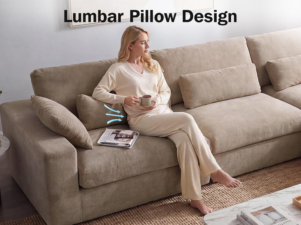 122" Oversized Modular Sectional Sofa, Boneless Couch , Modern Comfy L Shaped Cloud Couch Sectional with Movable