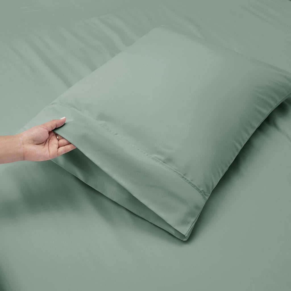 Extra Deep Pocket Sheet Sets, Luxury Soft 6 Piece Bed Sheet Set Fits Mattress 18-24 Inches - Queen, Sage Green New