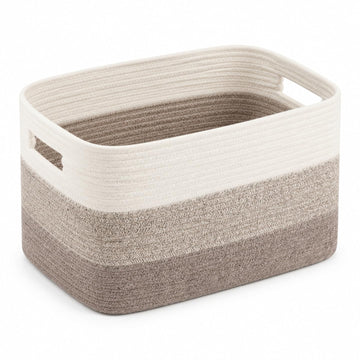 Cotton Rope Laundry Basket Medium, 15.4GAL Collapsible Woven Storage Baskets Kids Toys Stuffed Animal Boho