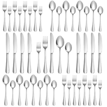 40-Piece Silverware Set for 8, Food Grade Stainless Steel Flatware Set, Mirror Polished Cutlery Utensil Set with