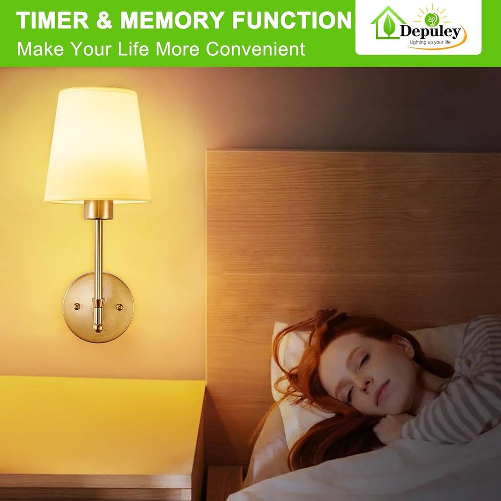 Battery Operated Wall Sconce: Set of 2 Wireless Wall Lights with 10000mAh Dimmable Bulbs and Remote for Bedroom