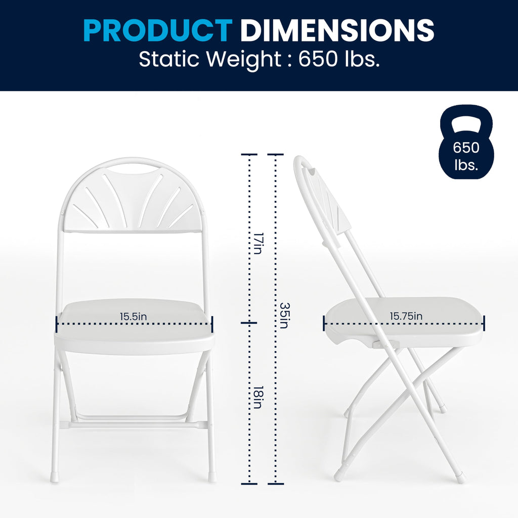 Plastic Folding Chair, White, 2-Pack