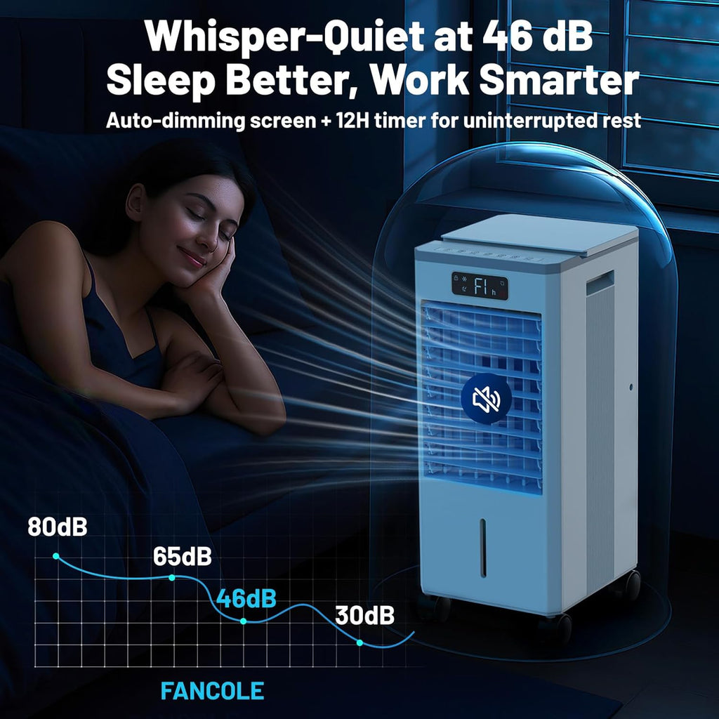 Portable Air Conditioners, 3-in-1 Evaporative Air Cooler with Remote, 2-Gal Water Tank, 4 Modes & 3 Speeds