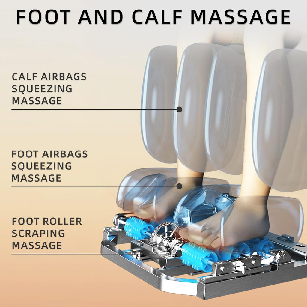 MT398 4D Full Body Massage Chair, 55"SL Track, Zero Gravity, White | Lumber and calf heat, Yoga stretch, 15 modes
