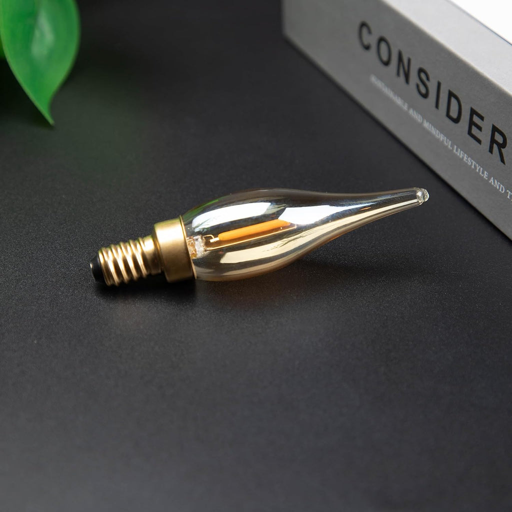 E12 LED Candelabra Bulbs, 7W Equivalent 0.7W Low Wattage, 2200K Amber Warm White, 50 Lumens High CRI(>90) Frosted