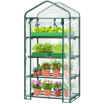 Mini Greenhouse for Outdoors Indoor - Clear PVC Cover 27 x 19 x 62''