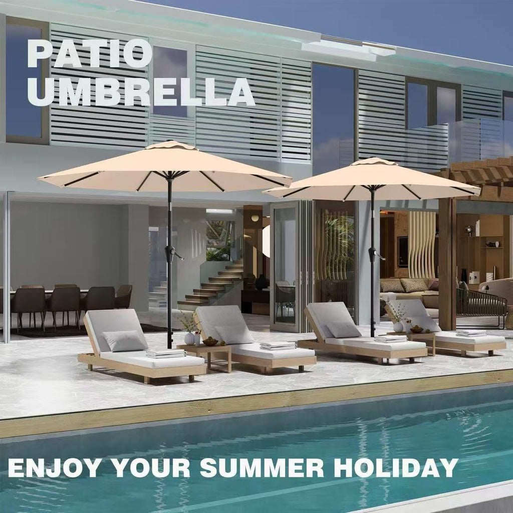 9 FT Patio Umbrella Table Umbrella with Push Button Tilt and Crank