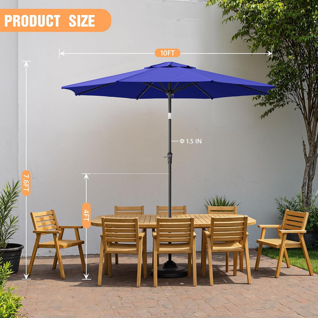 Outdoor Patio Umbrella, Table Umbrella with Push Button Tilt and Crank, 8 Ribs Market Umbrella