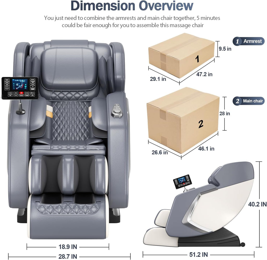 Full Body Massage Chair Zero Gravity Recliner, 8 Fixed Rollers with Heating Function & Auto Mode Use