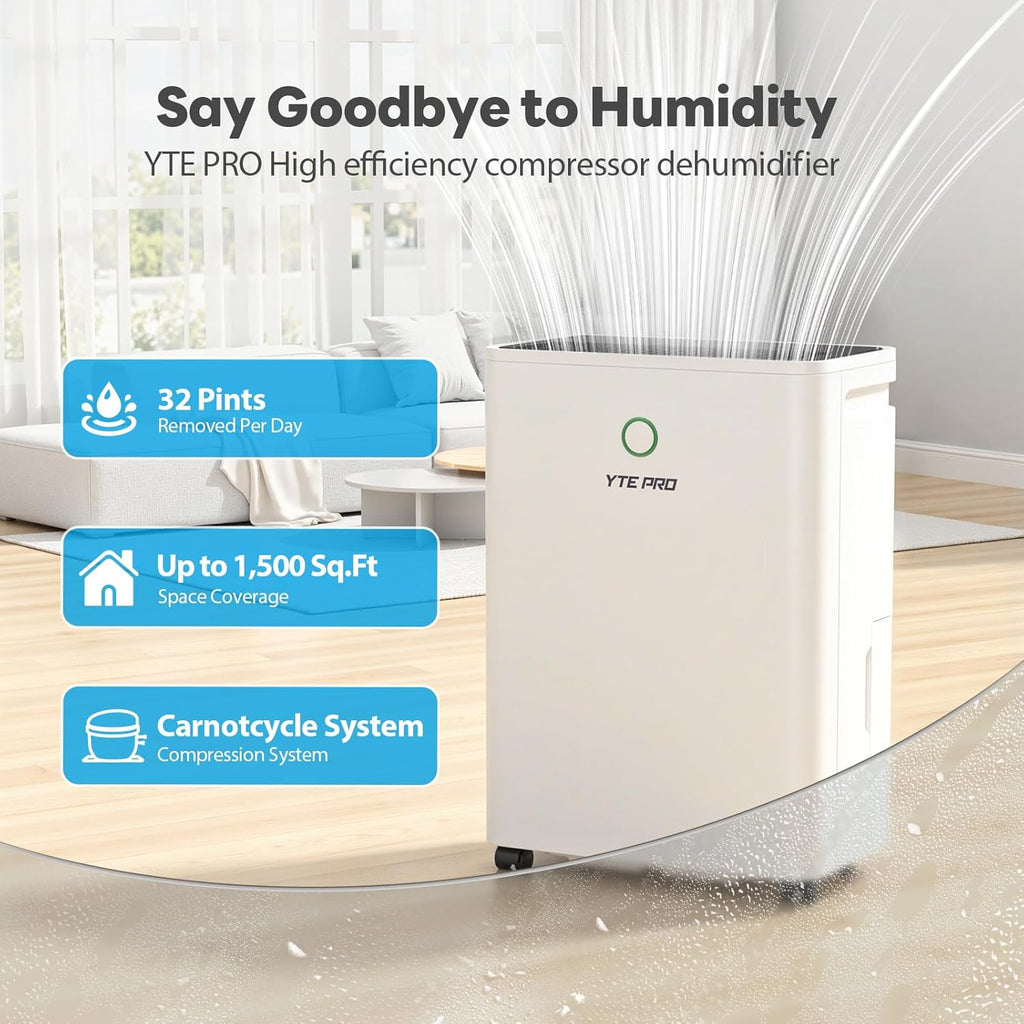 30Pint Dehumidifier for 1500Sq.Ft, Compressor Dehumidifiers for Home,Quiet Dehumidifier for Basement, Bedroom