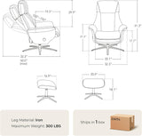 Modern Reclining Swivel Lounge Chair and Ottoman — Saddle Genuine Leather