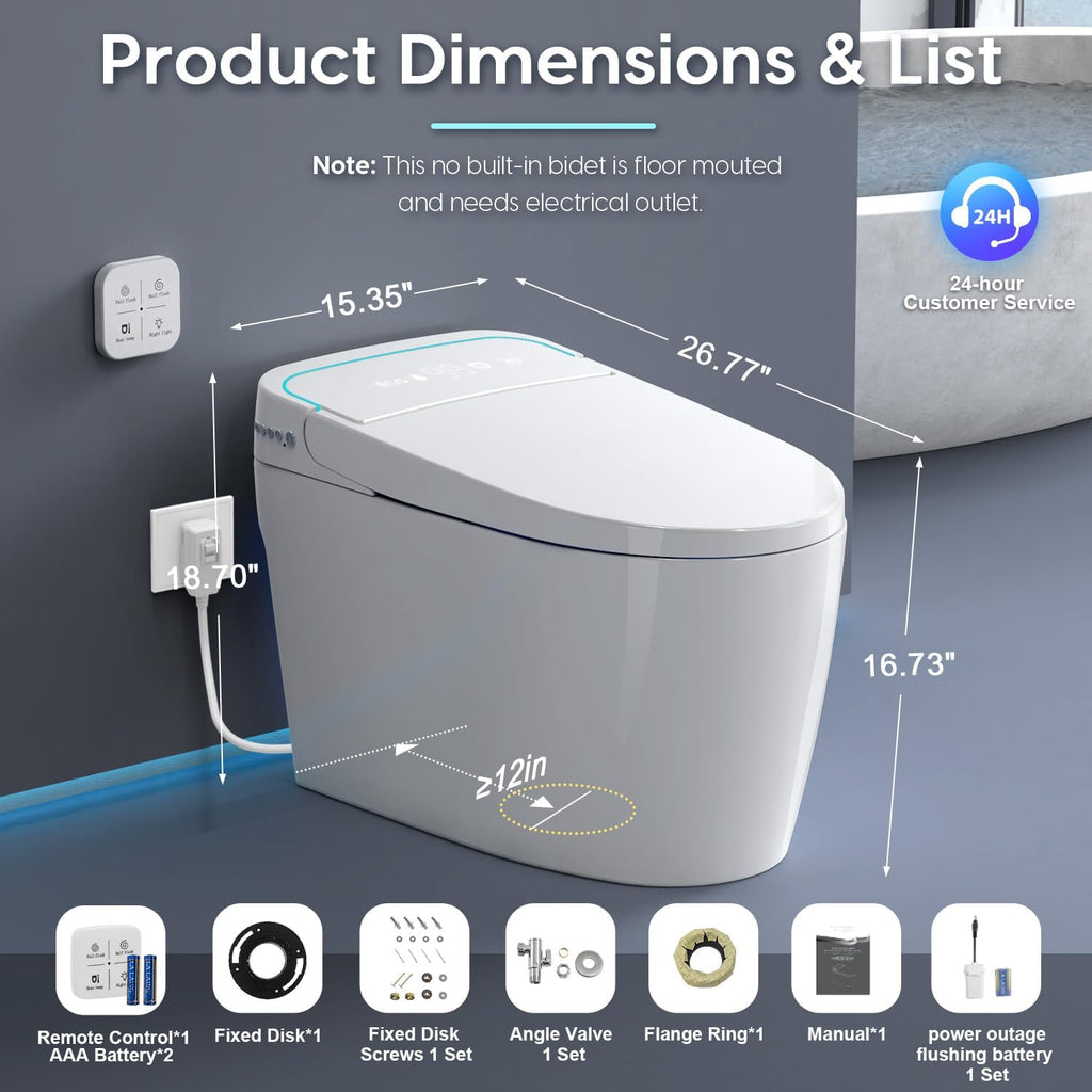 Smart Toilet Auto Flush: Elongated Heated Seat Tankless Toilet