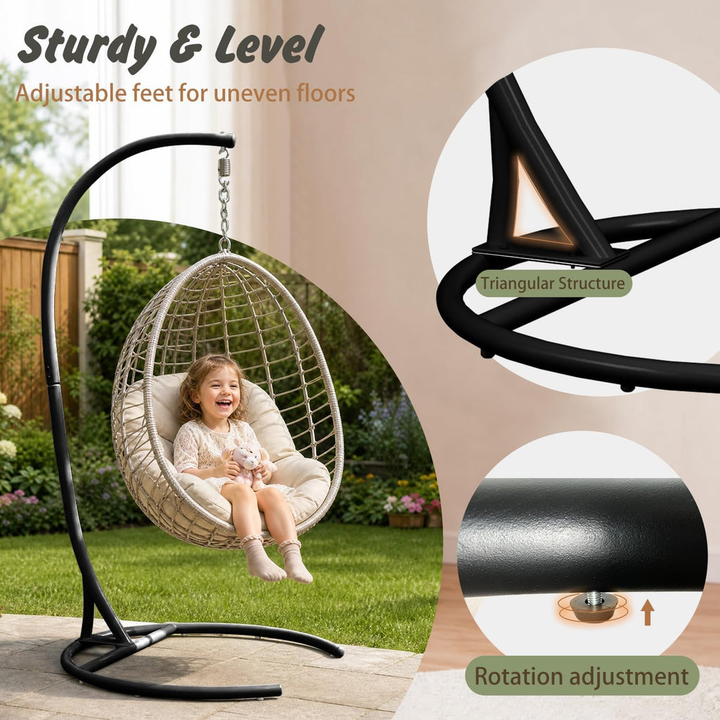 Stand Only, Heavy Duty Hammock Chair Stand 360° Swivel, Max 350 lbs, Hanging Chair Frame for Indoor Outdoor Porch