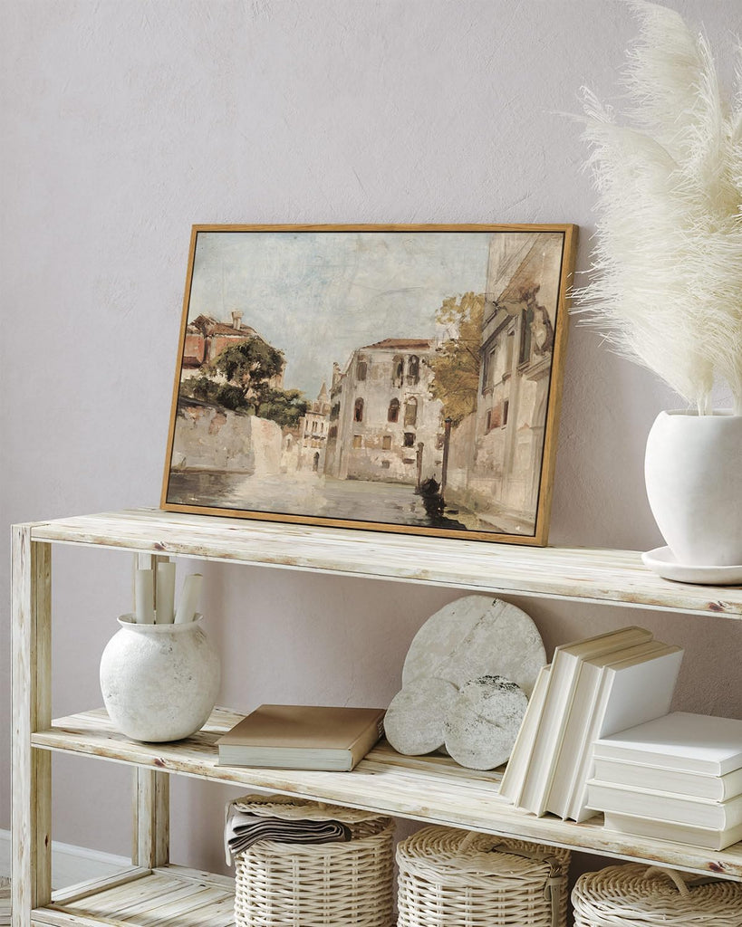 Framed Wall Art Classical Cityscape Artwork Wall Decorations View of Venice Canvas Prints Bathroom Pictures Farmhouse