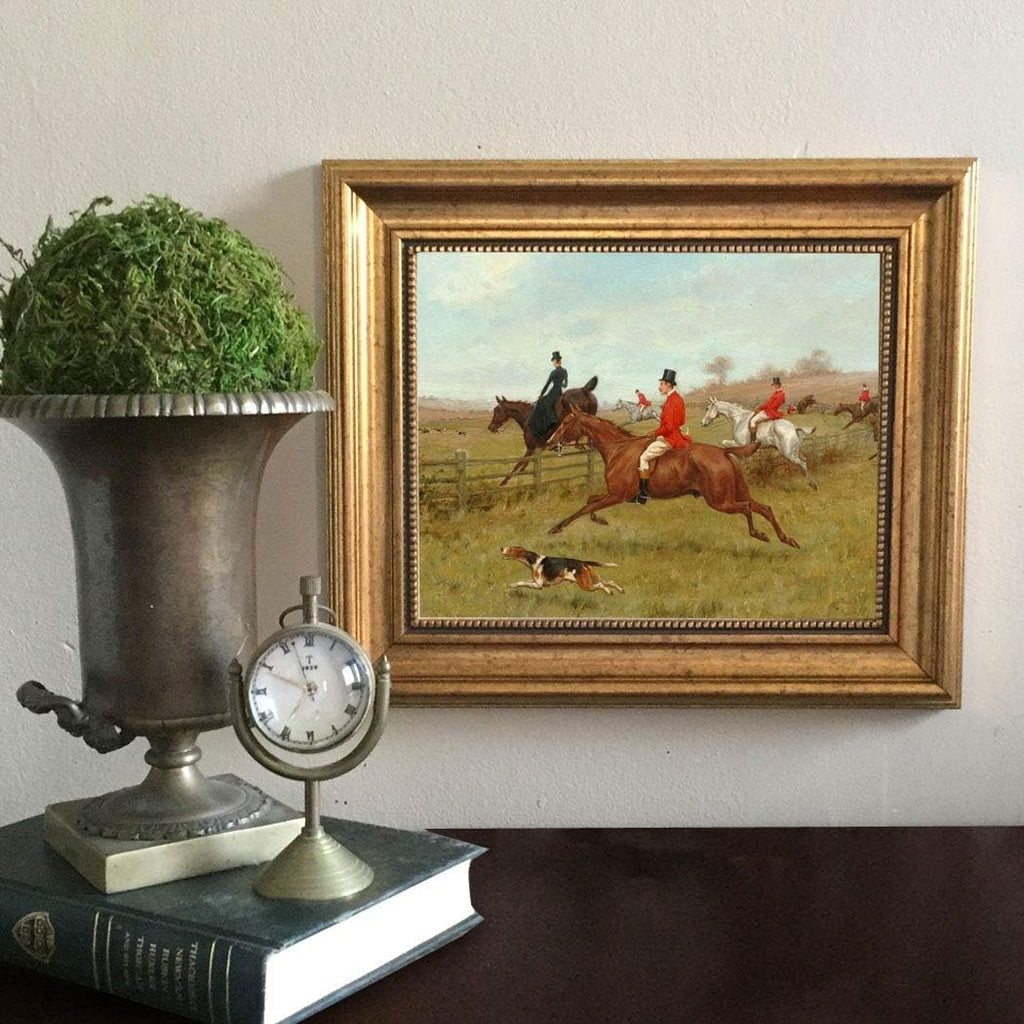 Thomas Blinks The Chase 8 x 10" Oil Painting Print on Canvas Gold Frame Home Wall Art Décor Equestrian Horse Fox