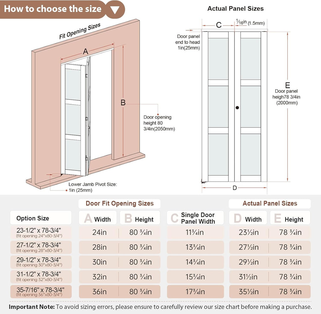 Preassembled Bi-Fold Doors, for 28"x 80" Opening,Tempered Frosted Glass Closet Folding Barn Door wit