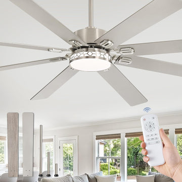 84" Ceiling Fan with LED Light and Remote - Nickel