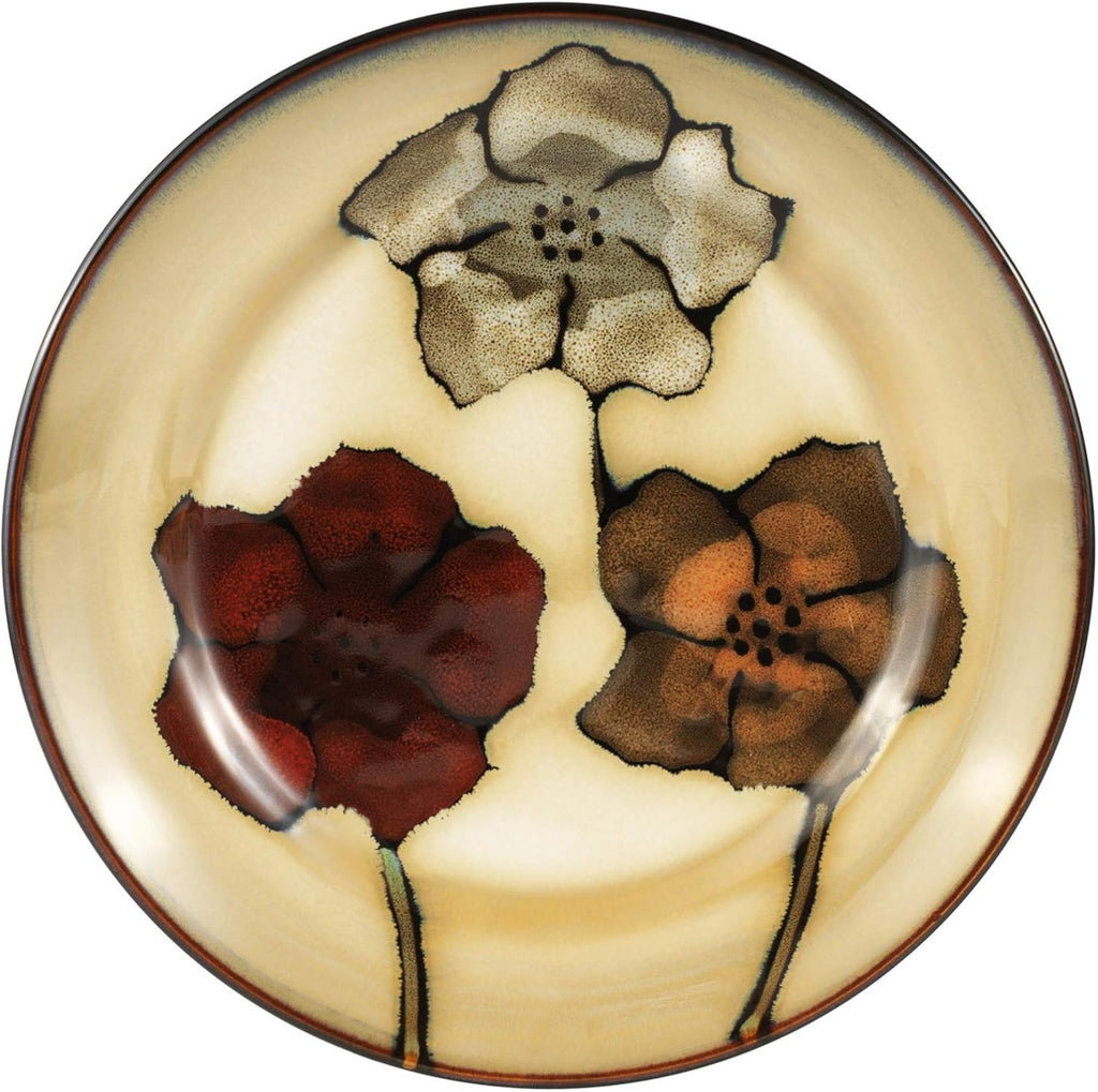 Painted Poppies 16-Piece Dinnerware Set, Service for 4, Colorful Floral Stoneware Plates, Bowls, and Mugs