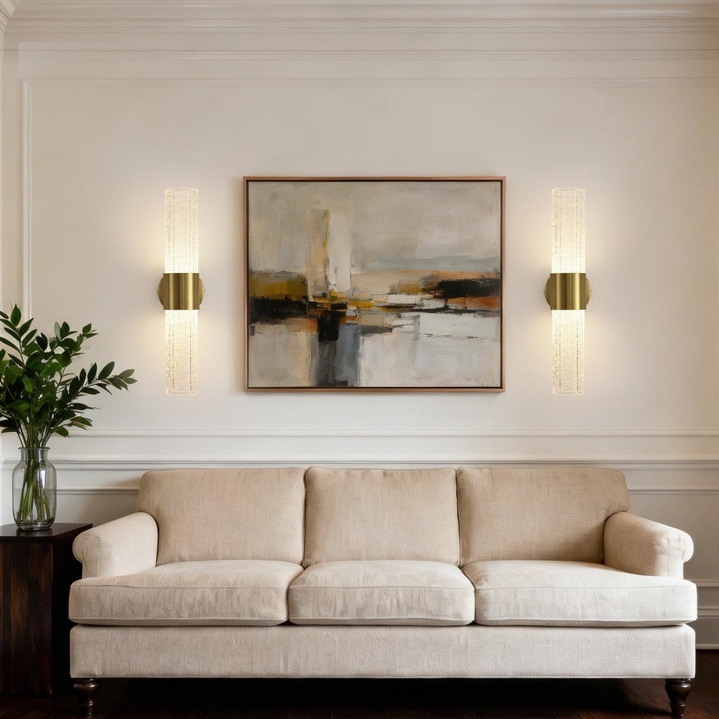 Crystal Sconces Wall Lighting, Gold Wall Sconces Set of 2, LED Crystal Sconces Set of 2, Wall Lights for Bedroom
