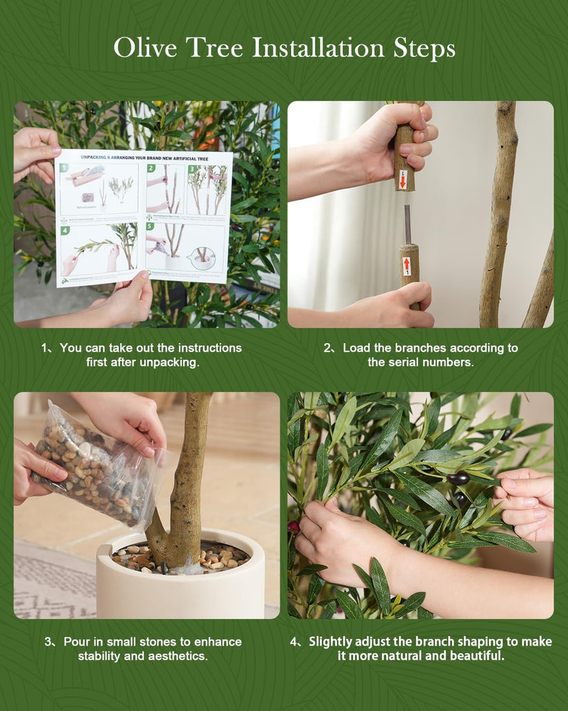 Olive Tree 6FT Fake Tree Faux Plants Indoor with Pot Artificial Tree Olive Branches and Fruits Home Office Decorations