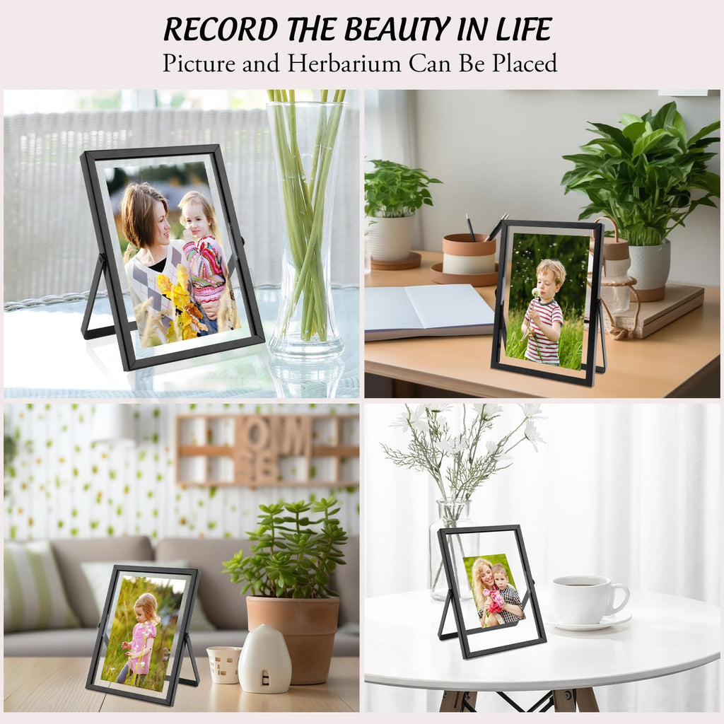 5x7 Floating Picture Frames 2 Pack, Black Vertical