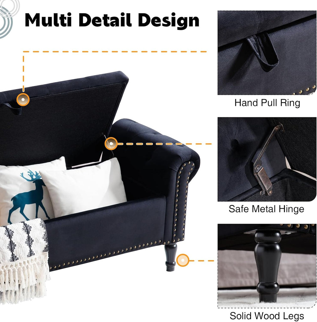 67'' End of Bed Storage Bench King Size, Storage Bench End of Bed, Upholstered Velvet Tufted Storage Ottoman Benches